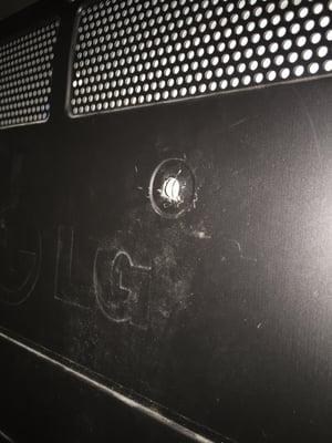 Pried out screw hole