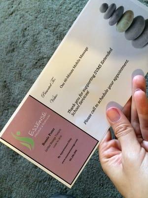 She now sells gift certificates!!! The perfect gift for the ones you love and she will go to them.