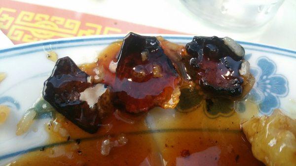 Burned black orange peels GROSS. Whole things tasted burnt.