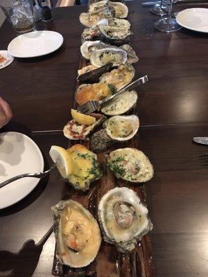 The tasty char grilled oyster platter.