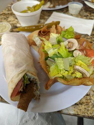 Gyro pita and half Greek salad. Very tasty!