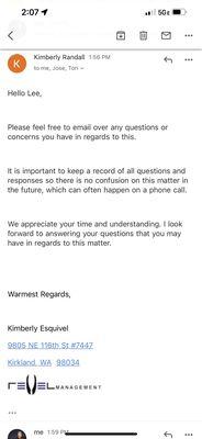 Email from "the management"