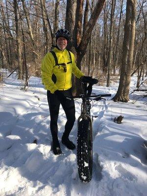 Mountain biking in the snow