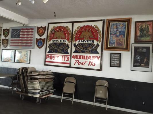 The memorial wall inside the hall.