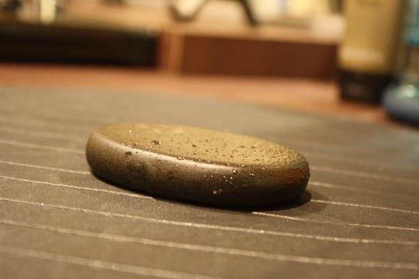 Hot stone which is used for a nice and relaxing 5min head, neck and shoulder massage.