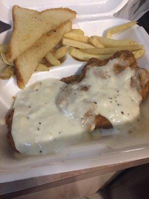 Chicken fried steak, fries and toast. Let's see what happens!