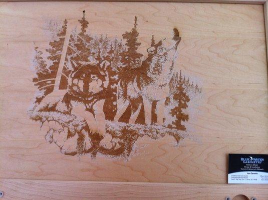 Engraved photo on wood