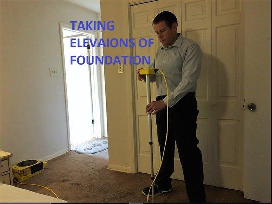 Taking elevations of foundation.