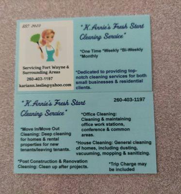 K.Annie's Fresh Start Cleaning Service