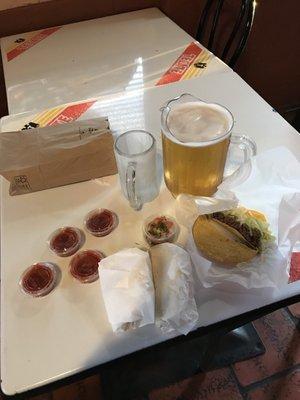 Three Tack Ohs a pitcher or beer and Salza for 7 dollars!!