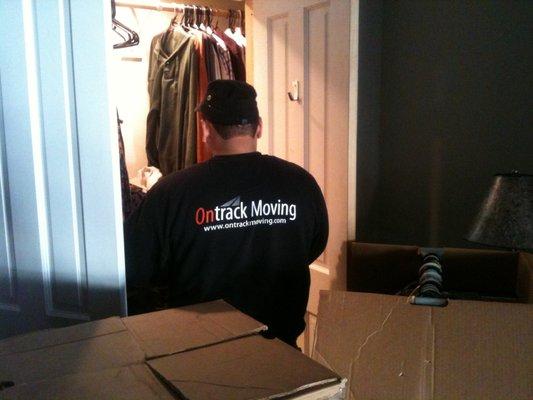 Wardrobe boxes been loaded for clothing relocation wrinkle free