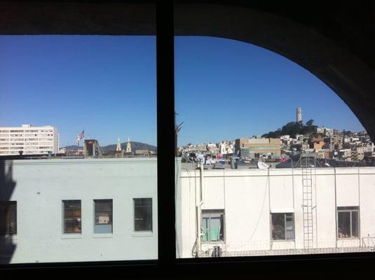 The view from inside of the building