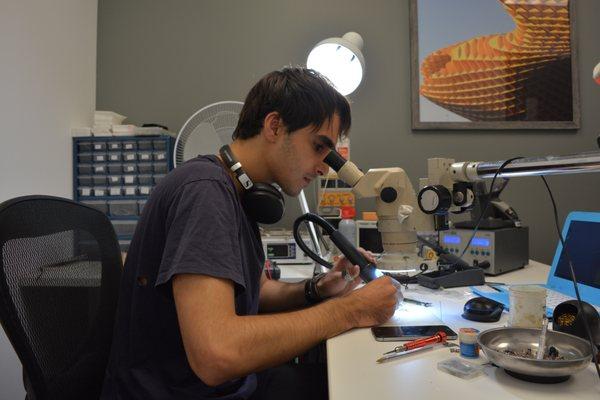 Our manager. He is highly educated in electronics repairs. Studied in university of electronics and has very experienced past.