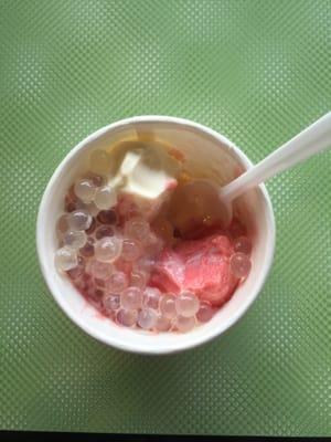 Vanilla and watermelon sorbet with mochi