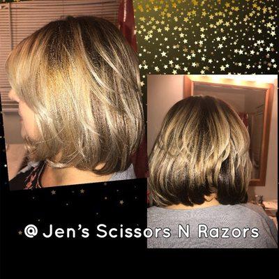 Root touch up, toner, haircut, deep conditioning treatment