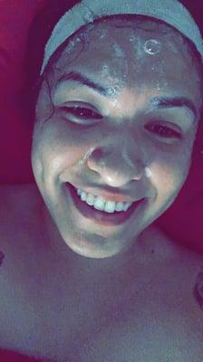 Getting my facial ! You can tell I was loving it (: