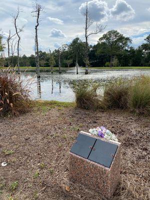 Peaceful memorial garden area