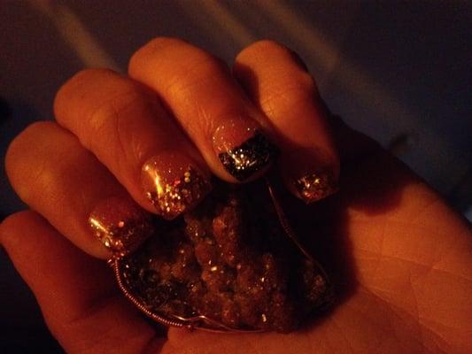 Black & pink nails. I tried to be artistic with the photo.
