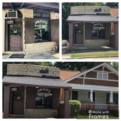 Front of Price's barber shop.