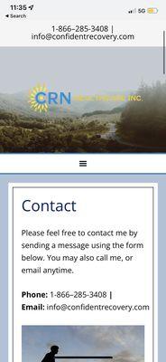 Main CRN website - Confident Recovery Network