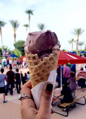 Rocky road scoop in waffle cone! My favorite time in TX.