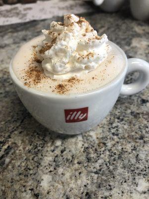 Pumpkin pie latte, with pumpkin whip.