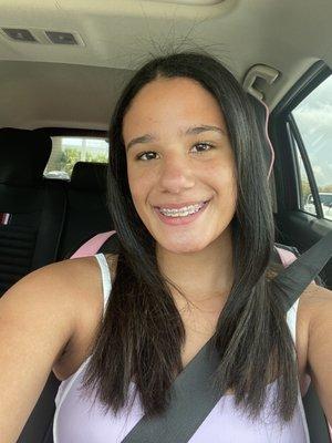 I got my hair, relaxed and straightened.