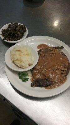 Steak with onion gravy