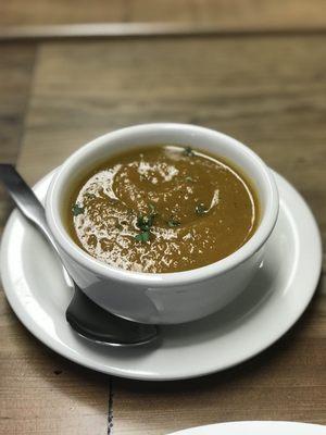 Butternut and green Chile soup. Yummmmm