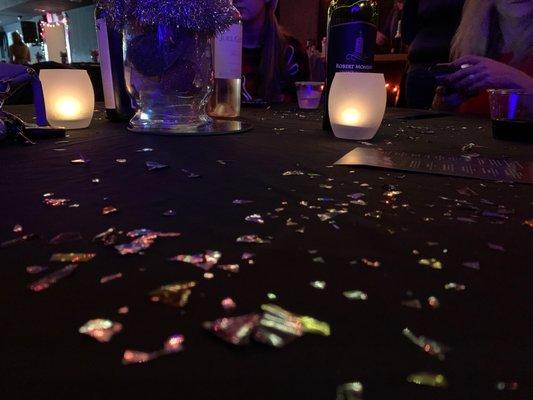 Table set up for Christmas party.