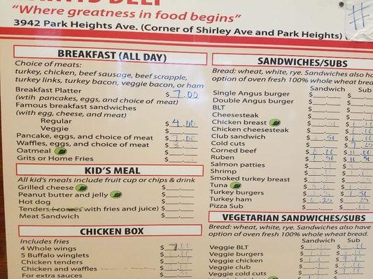 Breakfast all day,chicken& Waffles,corned beef,Reuben, Saints loaded fries.Pizza Ohyah fried oreos, Vegetarian options available
