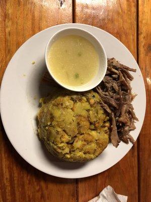 Duofongo with shredded pork.