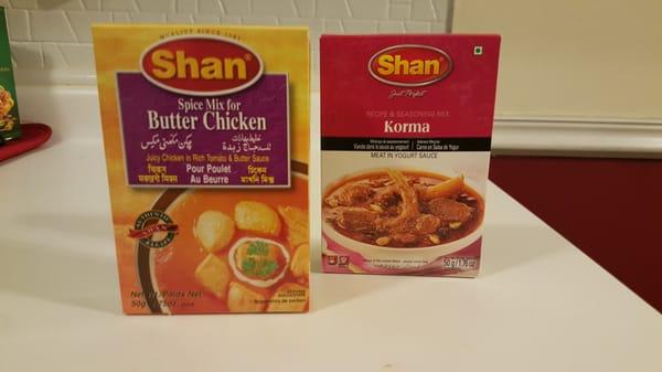 Shan cook mixes. The butter chicken is really good