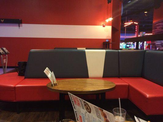 Large clean booths for bowling.