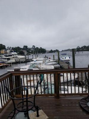 Riding out the hurricane on the deck.