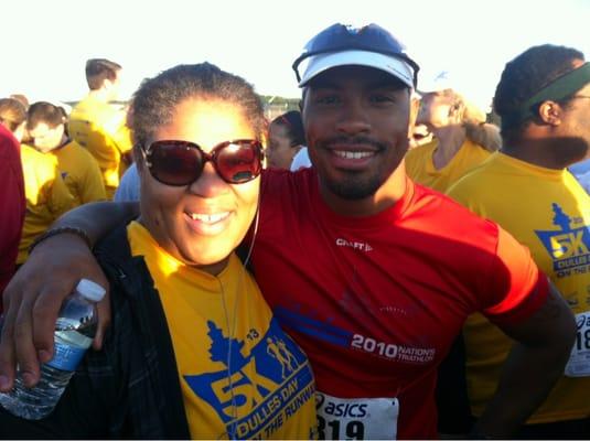 We came straight from our 5k race