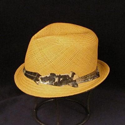 Paja Toquilla Straw Fedora with decoupage trim