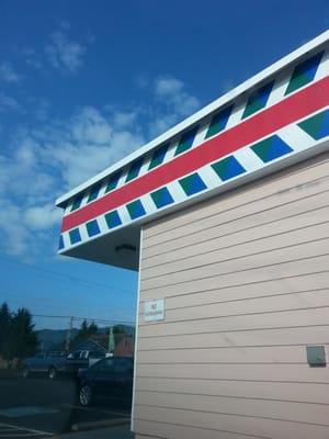 Parking lot & building.