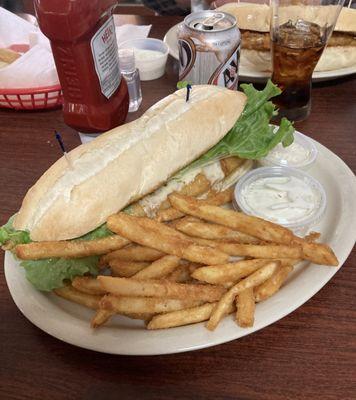 8oz Fish Sandwich w/Fries and a salad