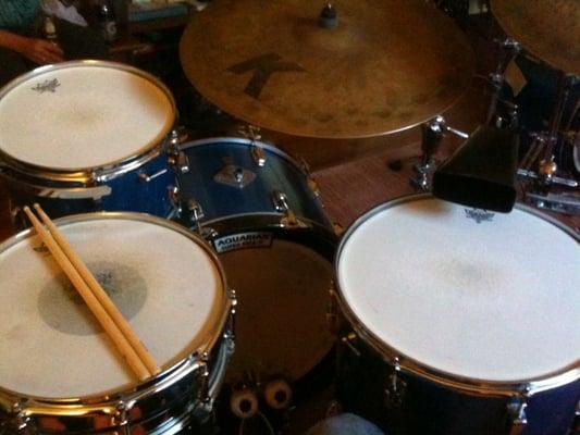 At each lesson you will play on your own kit while I teach from mine