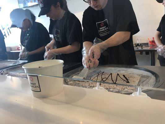 Making the ice cream!