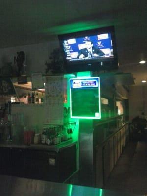 Inside the bar.