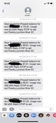 Proof of my daily charges sent directly from Lynches River themselves.