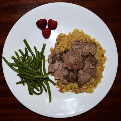 Beef Brisket over Rice Pilaf & Green Beans