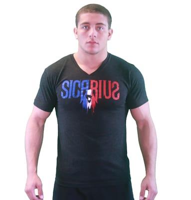 Men's Black MMA V-Neck Blue Blood T-shirt