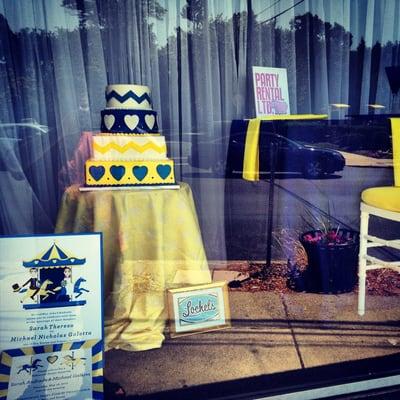 Trilogy Event Design's store-front window display changes every few months to give new inspiration to our couples.