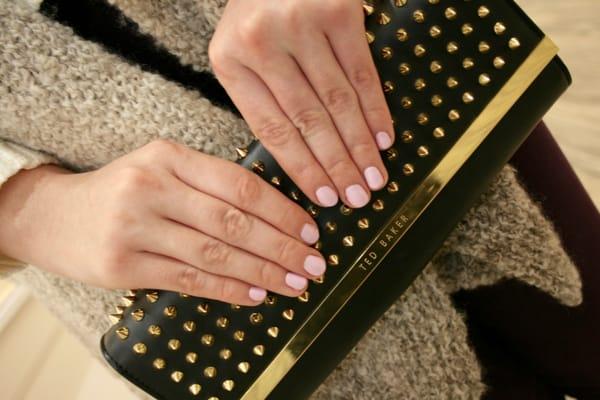 Cake Pop Shellac Nails by Jillian, Studed clutch by Ted Baker - #naturalnails!