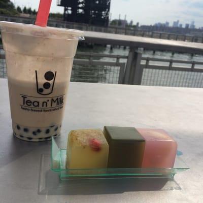 Milk tea from Tea and Milk and sweets from Tasty Theater