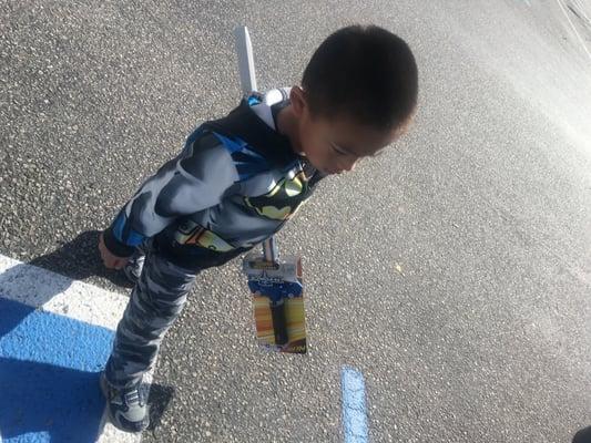 10 hockey sticks at home. A few Nerf guns. He wants a sword today.