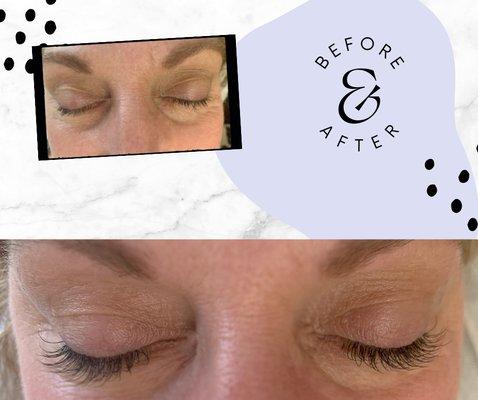 Before and after eyelash extensions